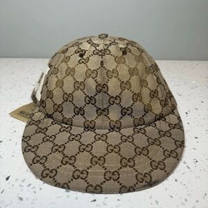 size M 57cm Gucci GG Print Baseball Cap Hat Brown Beige logo 25 (Pre-owned)
